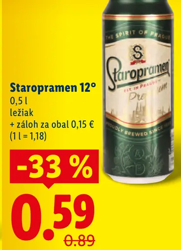 Staropramen 12° ležiak plechovka