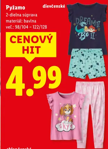Pyžamo detské dievčenské alebo chlapčenské, 2-dielna súprava, bavlna