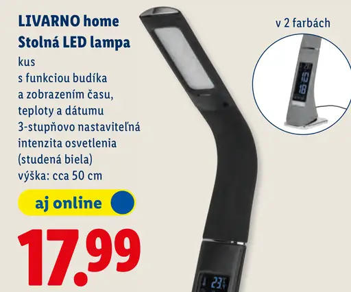 Livarno Home stolná LED lampa s funkciou budíka
