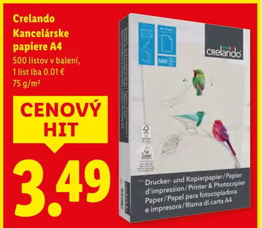 Crelando kancelárske papiere A4