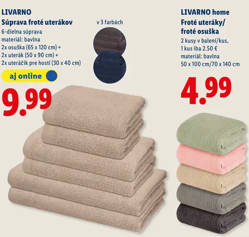 Livarno súprava froté uterákov