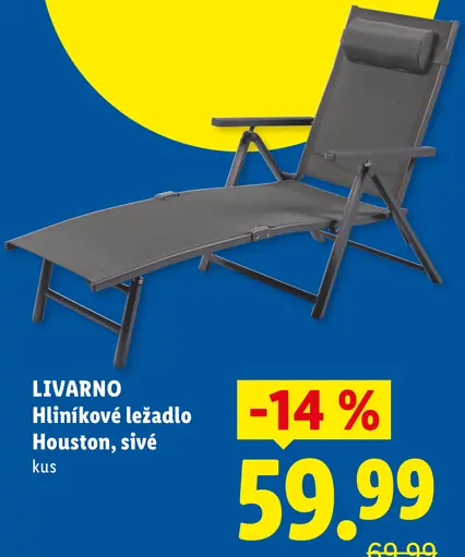 Livarno hliníkové ležadlo Houston, sivé