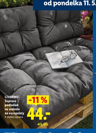 Livarno súprava podložiek na sedenie na europalety