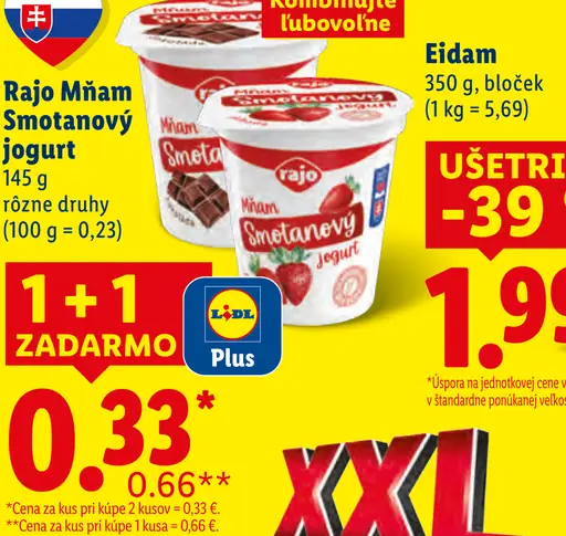 Rajo Mňam smotanový jogurt rôzne druhy
