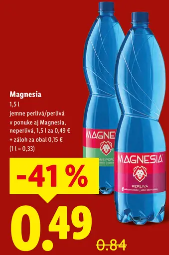 Magnesia Prírodná minerálna voda jemne perlivá
