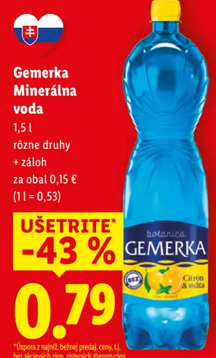 Gemerka minerálna voda rôzne druhy