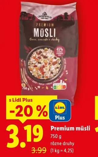 Crownfield chrumkavé müsli rôzne druhy