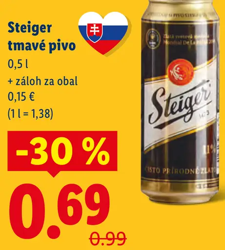 Steiger tmavé pivo plechovka