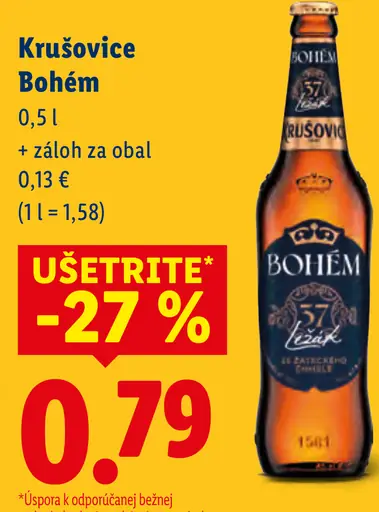 Krušovice Bohem fľaša