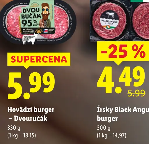 Hovädzí burger Dvouručák