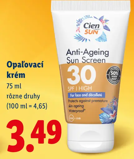 Cien Sun opaľovací krém SPF 30 Anti-Ageing Sun Screen