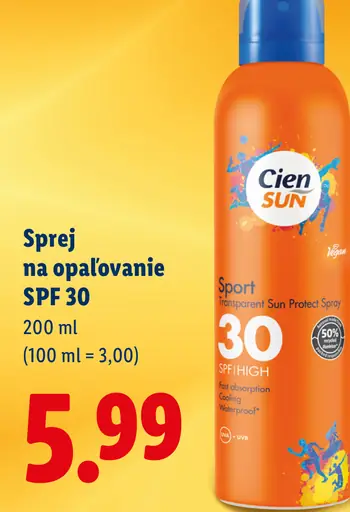 Cien Sun sprej na opaľovanie SPF 30 Sport