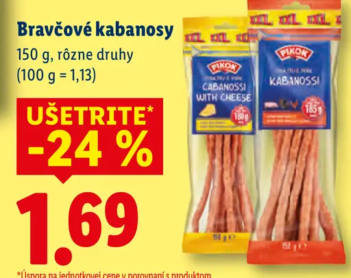 Dulano Bravčové kabanosy, rôzne druhy