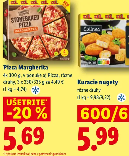 Pizza Margherita mrazená pizza