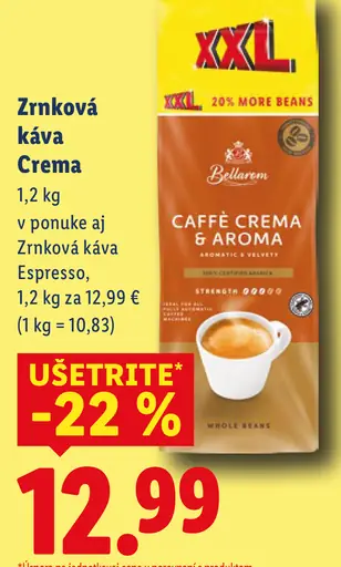 Bellarom zrnková káva Crema