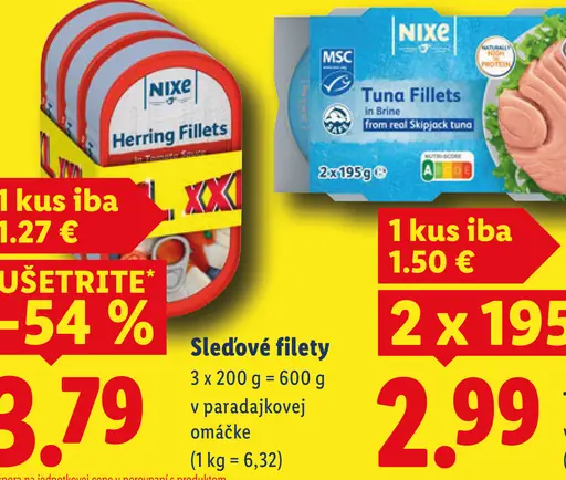Nixe tuniakové filety vo vlastnej šťave