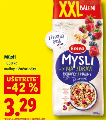 Emco müsli na zdraví čučoriedky a maliny