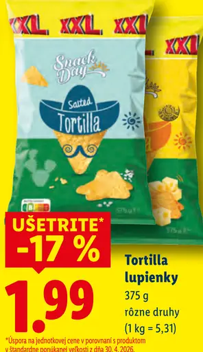 Snack Day tortilla lupienky rôzne druhy