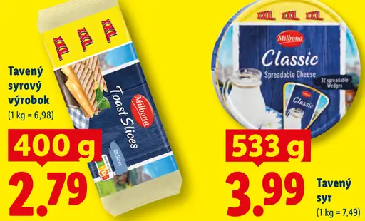 Milbona Toast Slices tavený syr plátky