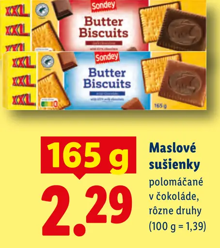Sondey Butter Biscuits maslové sušienky polomáčané v čokoláde