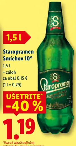 Staropramen Smíchov 10° svetlé pivo