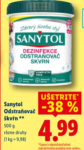 Sanytol dezinfekčný odstraňovač škvŕn