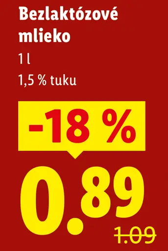 Milbona Free From bezlaktózové mlieko polotučné 1,5 % tuku