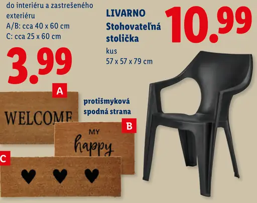 Livarno stohovateľná stolička