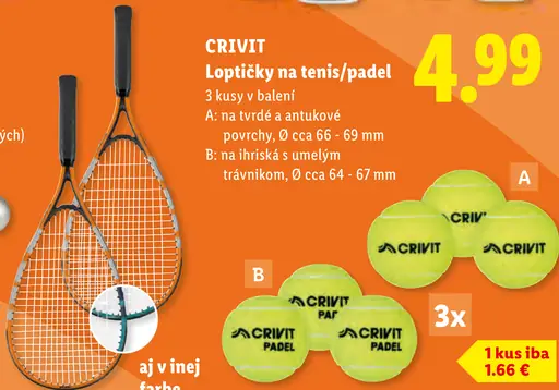 Crivit loptičky na tenis/padel