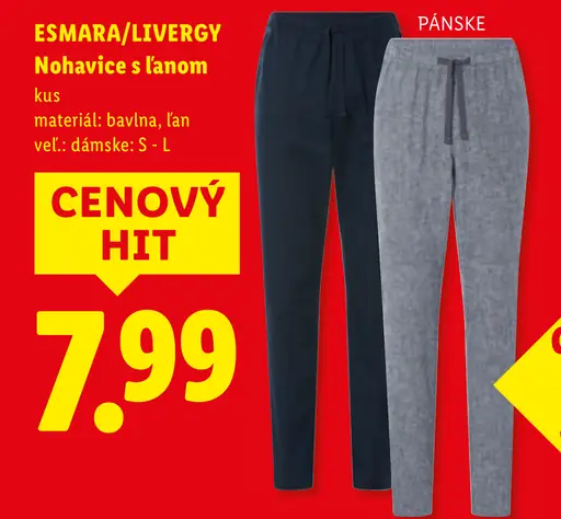 Esmara / Livergy nohavice s ľanom pánske