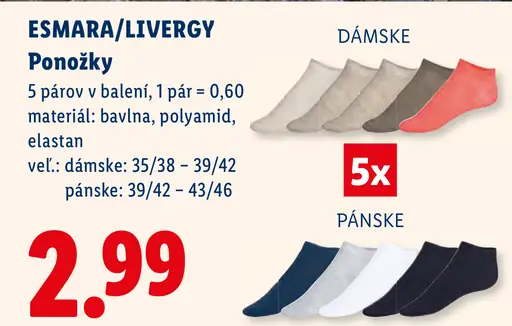 Esmara Livergy Ponožky dámske
