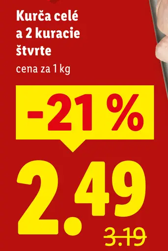 Kurča celé a 2 kuracie štvrté