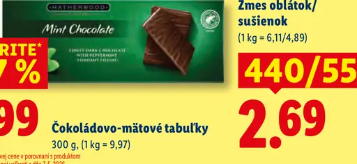 Heatherwood čokoládovo-mätové tabulky