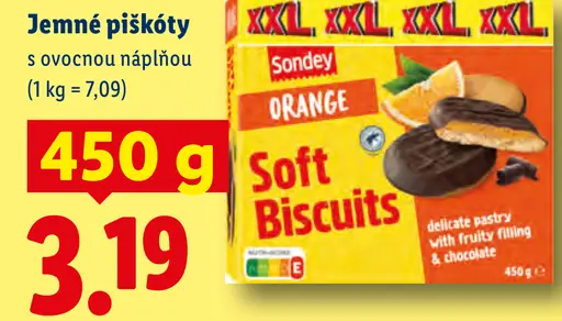 Sondey Jemné piškóty s ovocnou náplňou