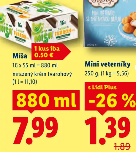Míša mrazený tvarohový krém