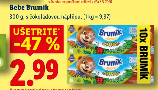 Bebe Brumík piškótový koláčik s čokoládovou náplňou