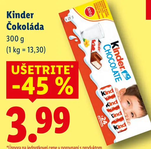 Kinder Chocolate čokoládové tyčinky