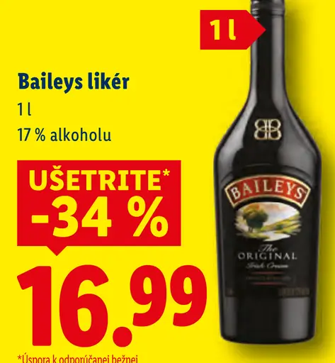 Baileys likér 17 % alkoholu
