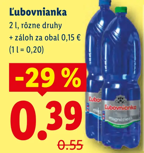 Ľubovnianka minerálna voda rôzne druhy