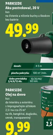 Parkside aku postrekovač