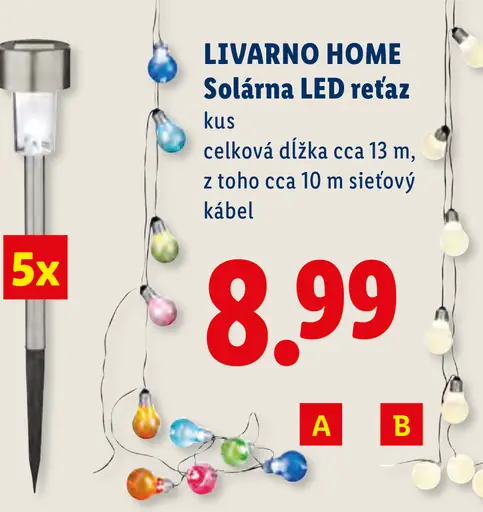 Livarno Home Solárna svetelná LED reťaz