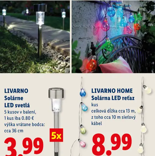 Livarno solárne LED svetlá