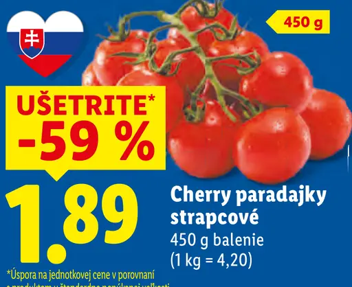 Lidl cherry paradajky strapcové