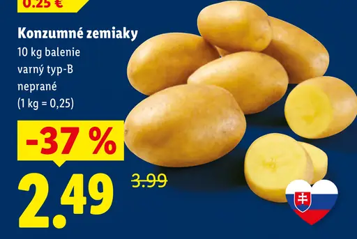 Konzumné zemiaky varný typ B - prílohové neprané