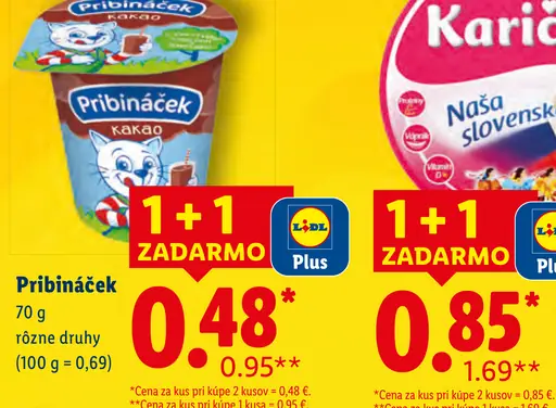 Pribináček tvarohový dezert rôzne druhy