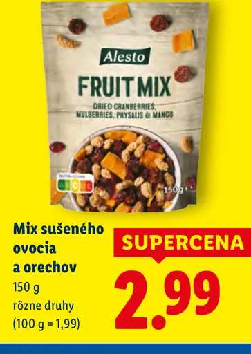 Alesto mix sušeného ovocia a orechov Fruit Mix