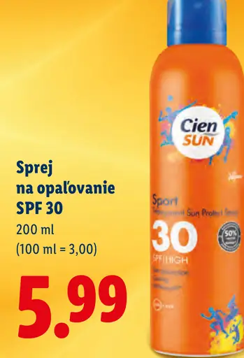 Cien Sun sprej na opaľovanie SPF 30