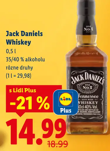 Jack Daniels whiskey Tennessee 35/40 % rôzne druhy