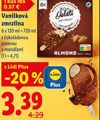 Bon Gelati Vanilková zmrzlina s mandľami
