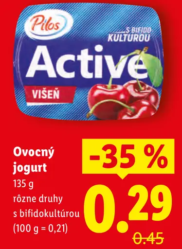 Pilos Ovocný jogurt s bifidokultúrou